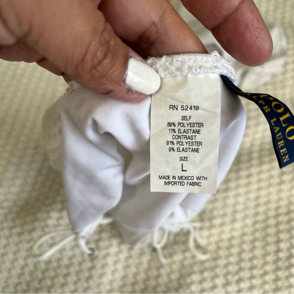 Polo Ralph Lauren White Lace Crochet Women’s One Piece Swimsuit Blue Label - Picture 10 of 12